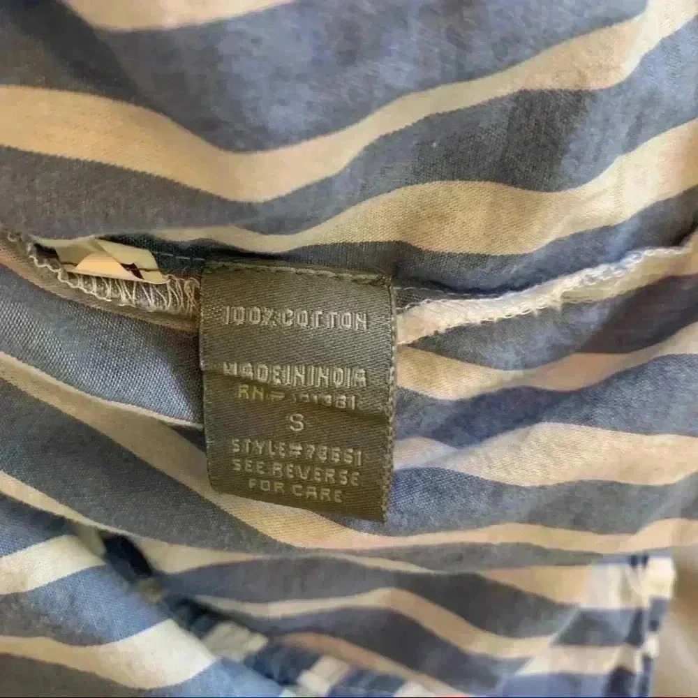 Charolette Russe blue and white striped button up tee with tie - Picture 4 of 4